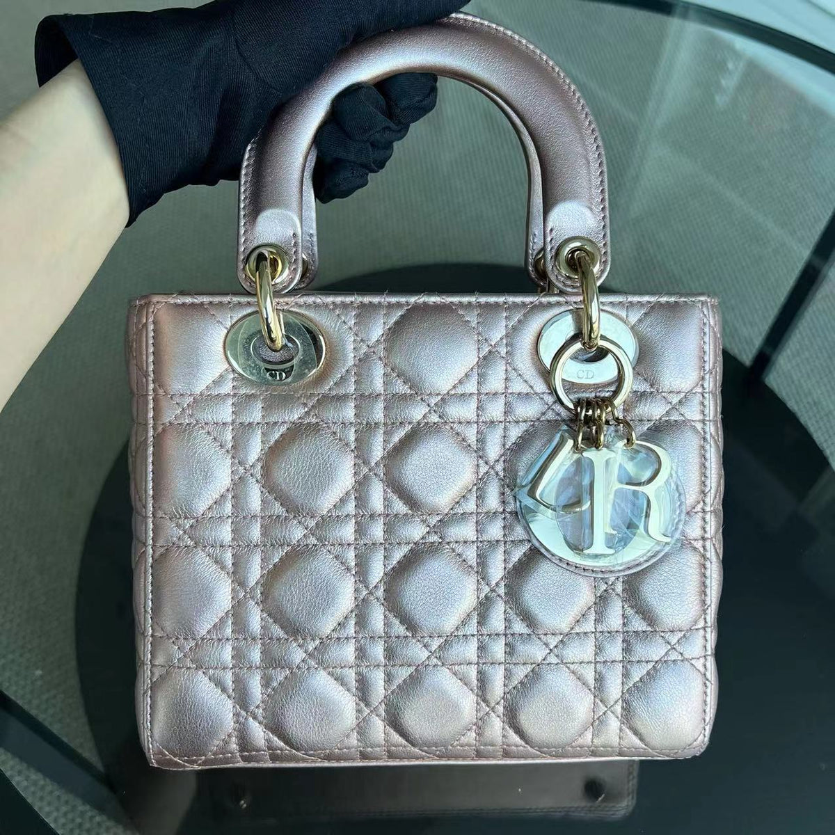 Lady Small ABC MyABC Cannage Lambskin Iridescent Light Pink Golden Hardware