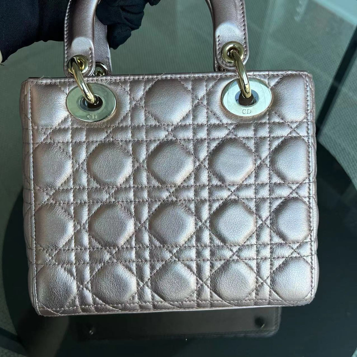 Lady Small ABC MyABC Cannage Lambskin Iridescent Light Pink Golden Hardware