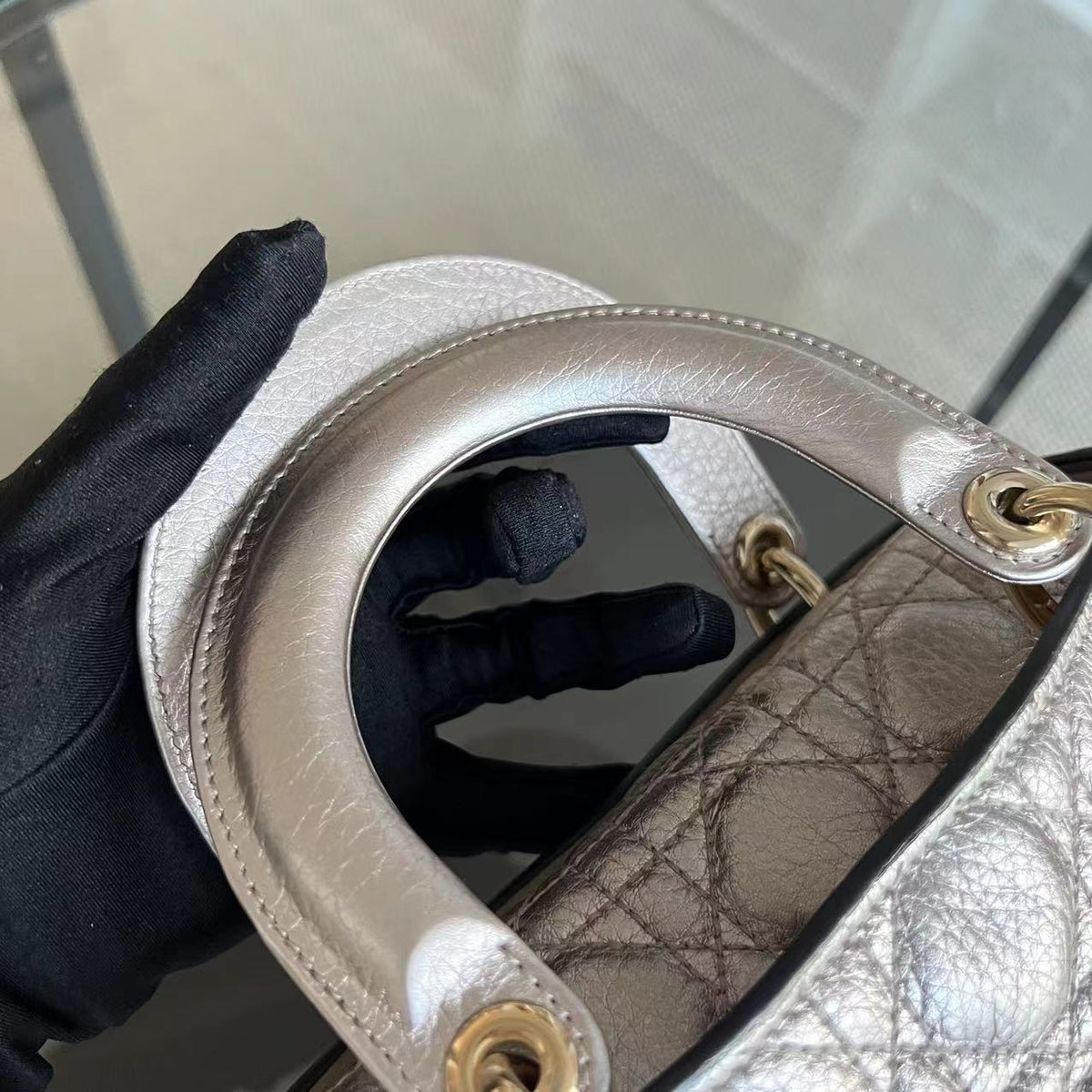 Lady Small Cannage Grained Calfskin Metallic Rose Gold GHW