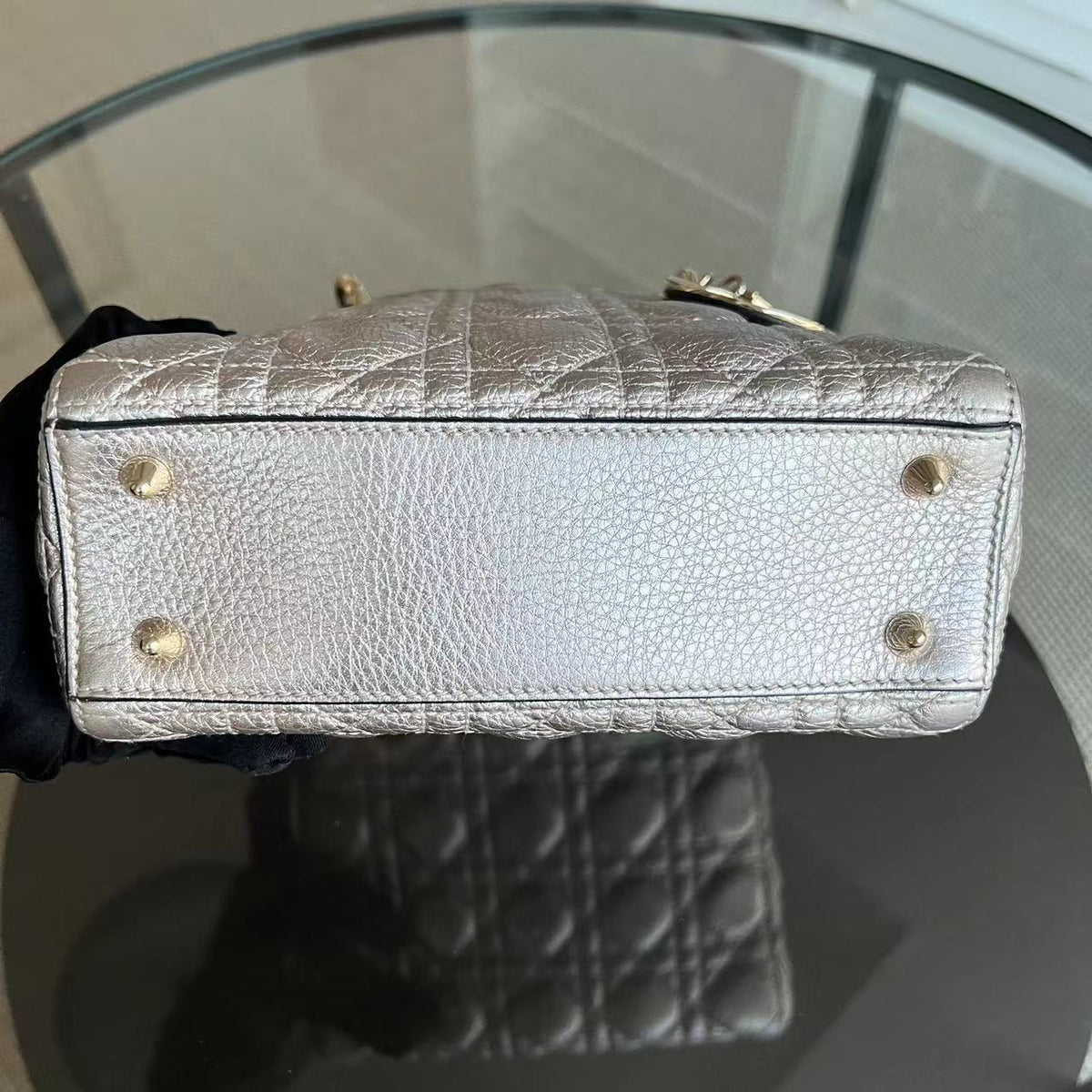 Lady Small Cannage Grained Calfskin Metallic Rose Gold GHW