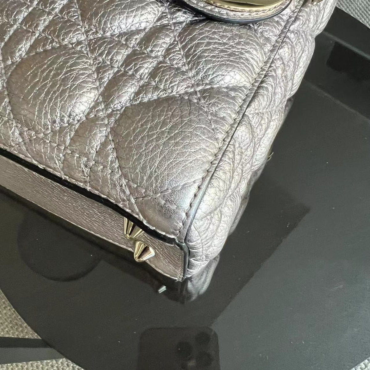 Lady Small Cannage Grained Calfskin Metallic Rose Gold GHW