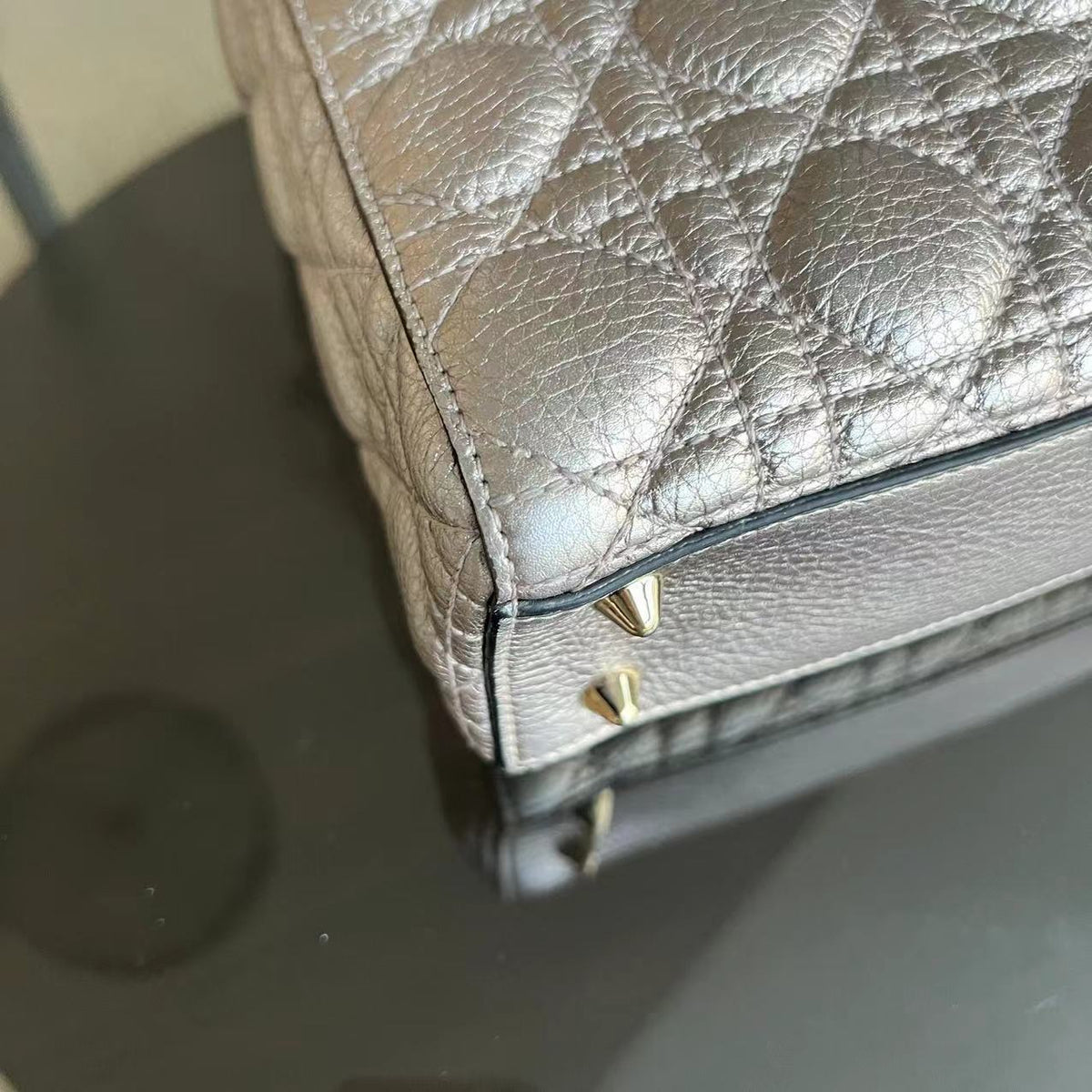 Lady Small Cannage Grained Calfskin Metallic Rose Gold GHW