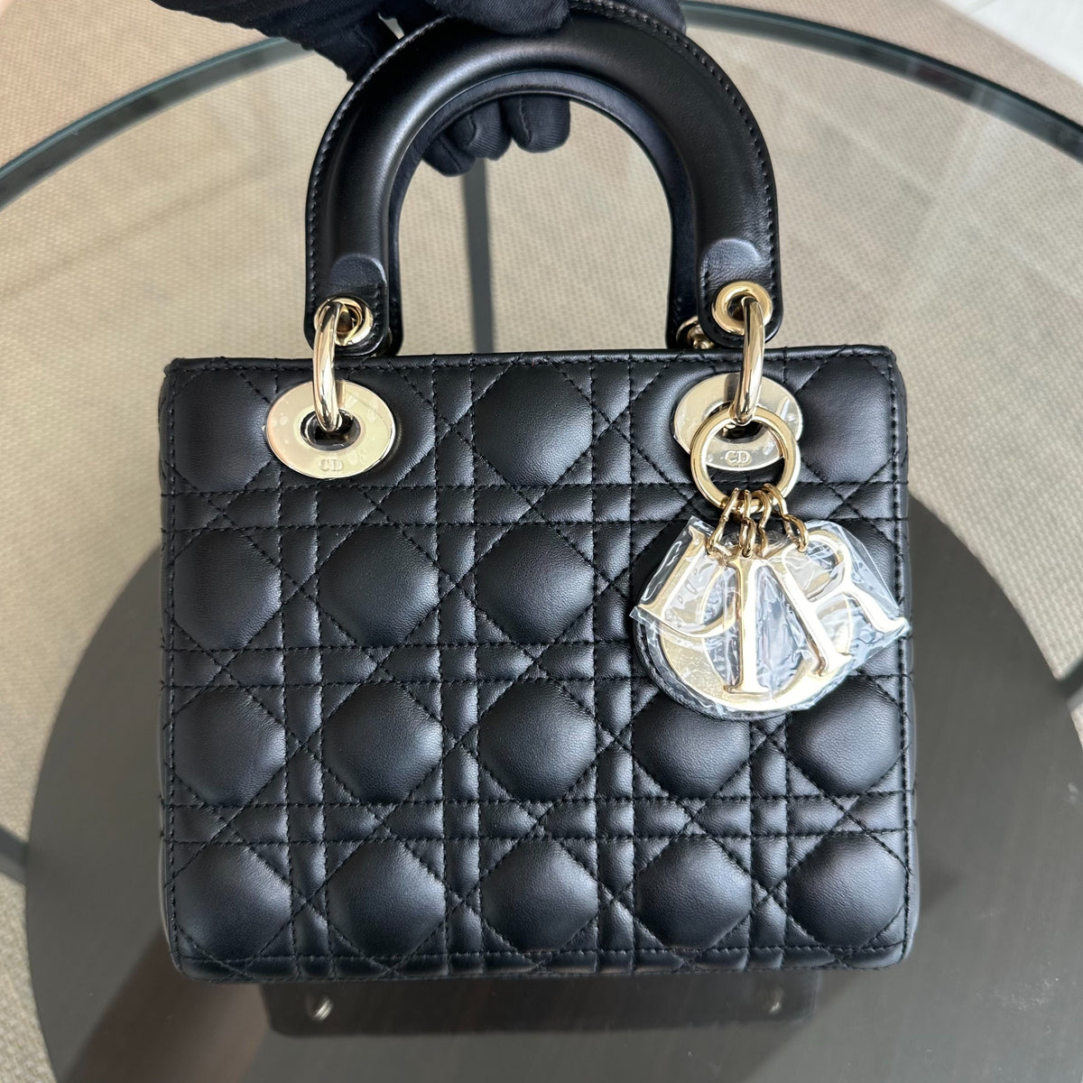 Lady Small Cannage Lambskin Black ABC MyABC Charm GHW