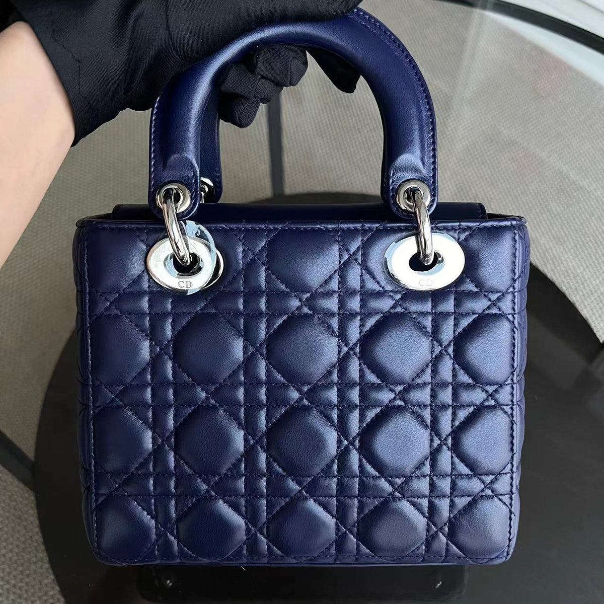 Lady Small Cannage Lambskin Dark Blue Silver ABC MyABC Hardware