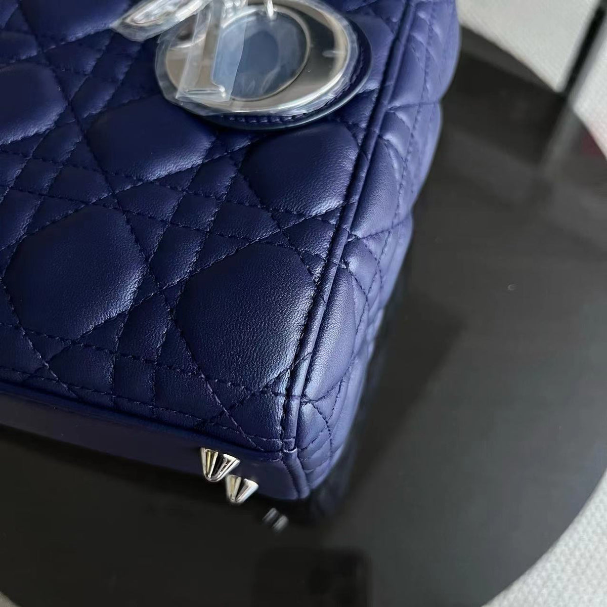 Lady Small Cannage Lambskin Dark Blue Silver ABC MyABC Hardware
