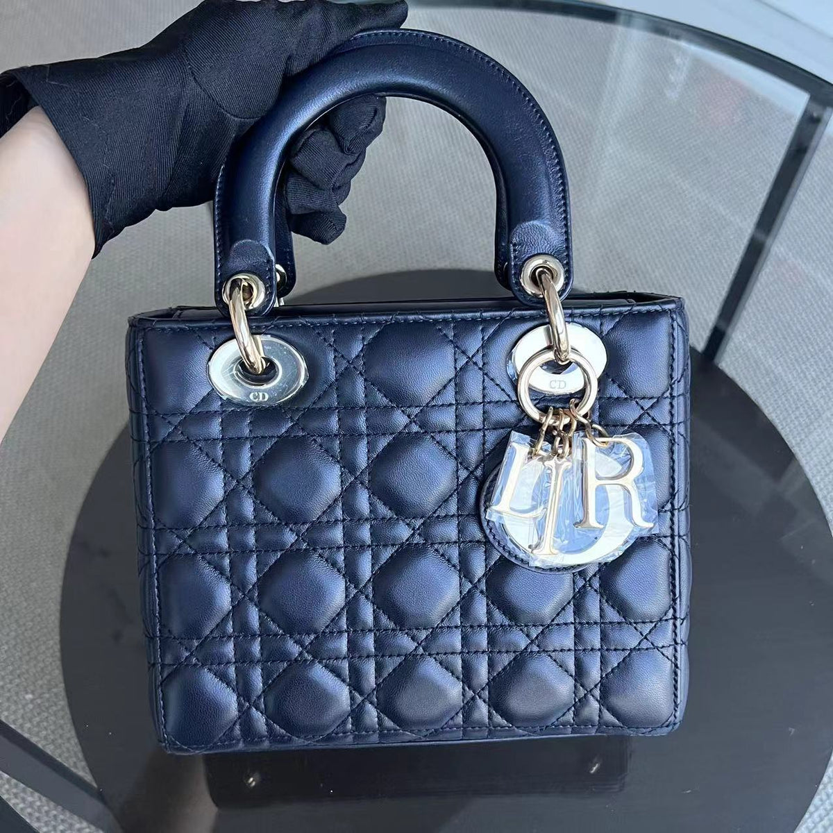 Lady Small Cannage Lambskin Dark Midnight Blue Golden Hardware ABC MyABC