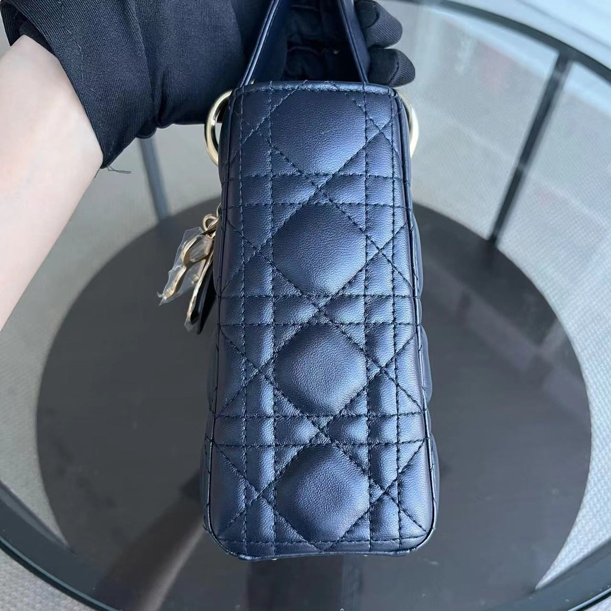 Lady Small Cannage Lambskin Dark Midnight Blue Golden Hardware ABC MyABC