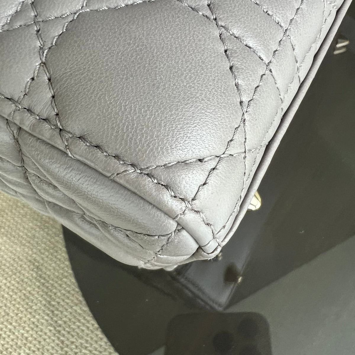 Lady Small Cannage Lambskin Light Grey Gray Golden Hardware MyABC ABC
