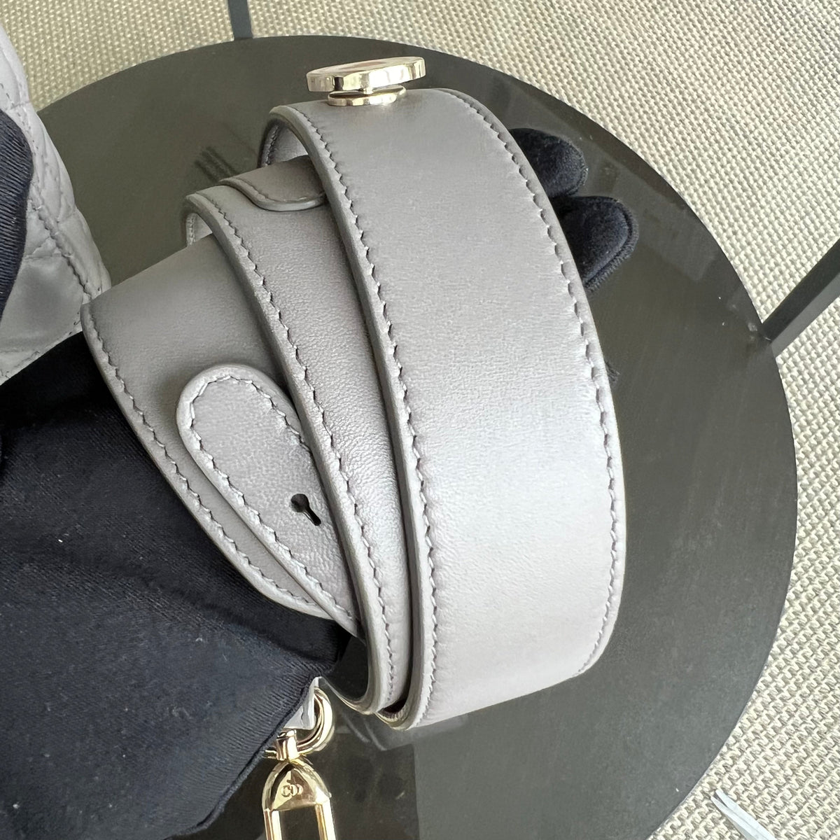 Lady Small Cannage Lambskin Light Grey Gray Golden Hardware MyABC ABC