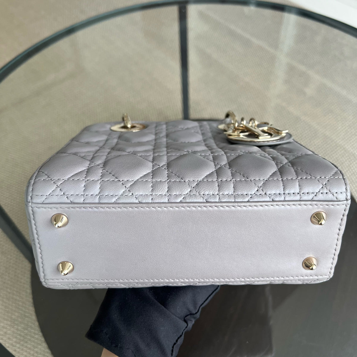 Lady Small Cannage Lambskin Light Grey Gray Golden Hardware MyABC ABC