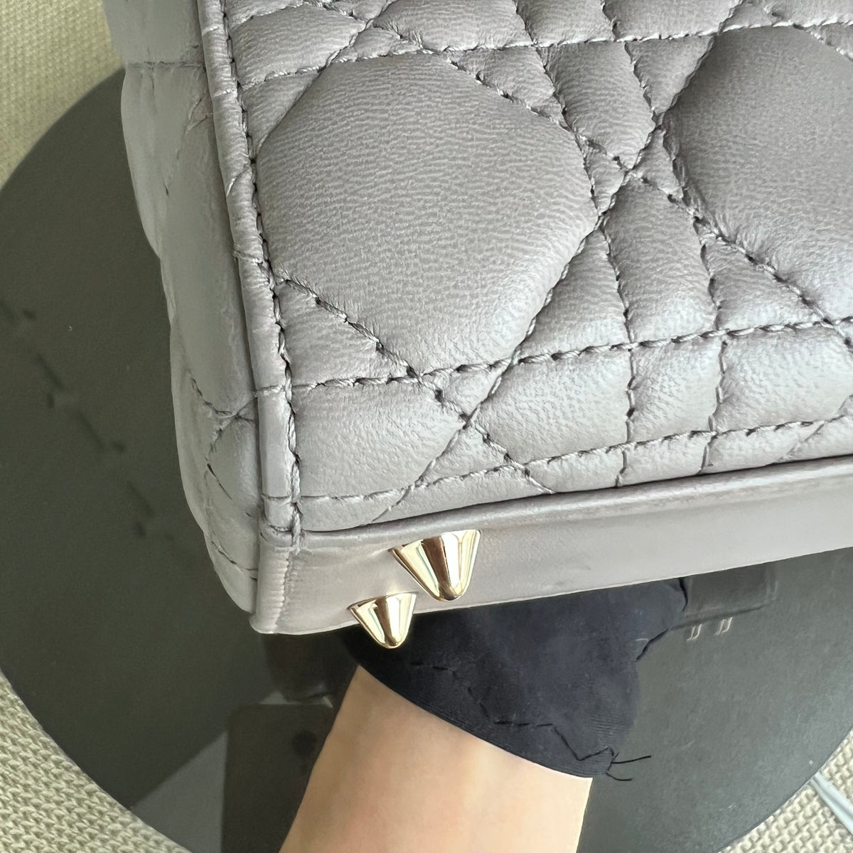 Lady Small Cannage Lambskin Light Grey Gray Golden Hardware MyABC ABC