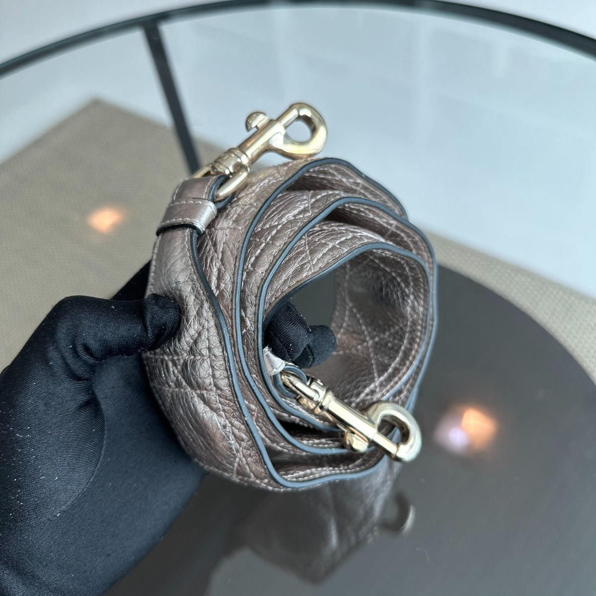Lady Small Cannage Metallic Calfskin Rose Gold GHW