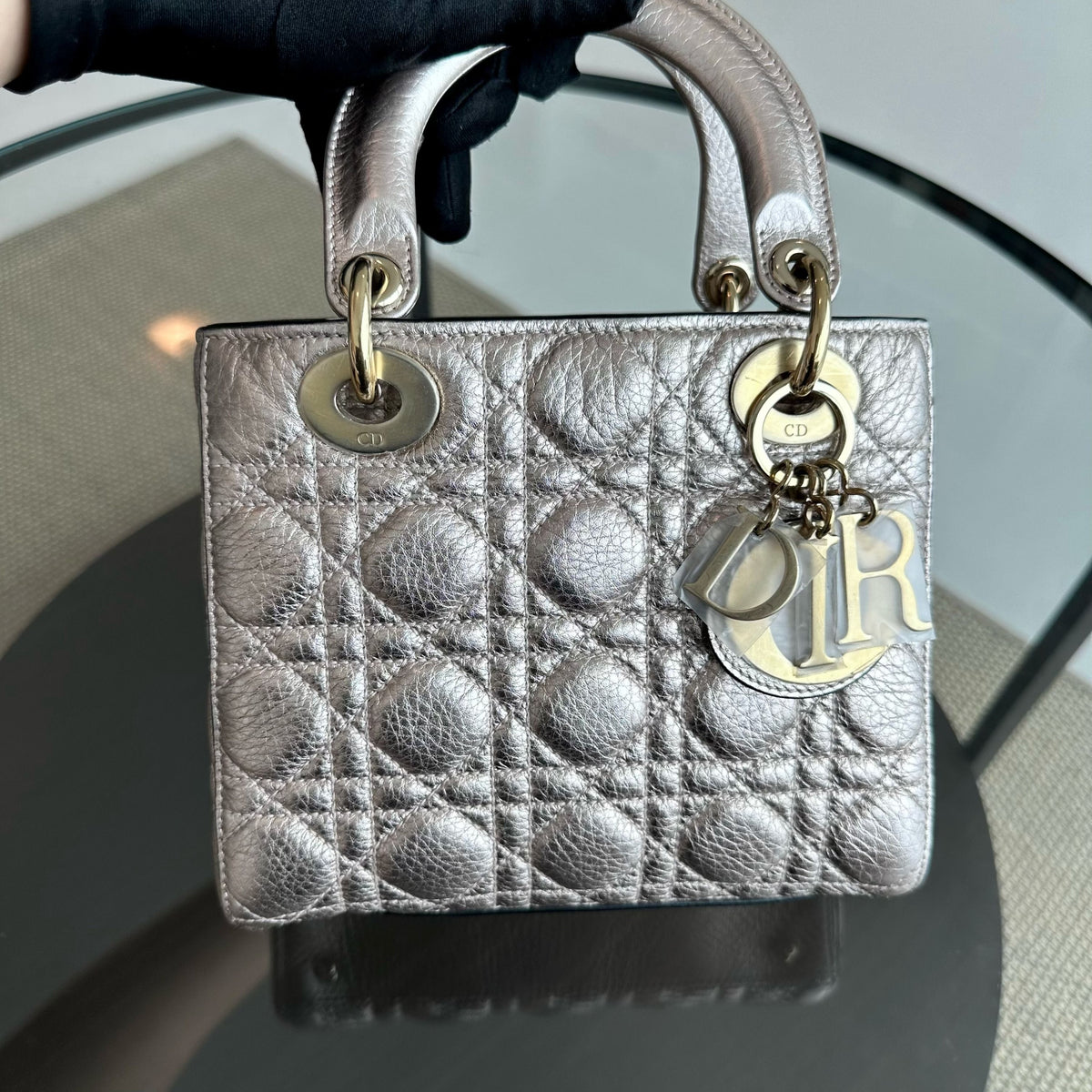 Lady Small Cannage Metallic Calfskin Rose Gold GHW