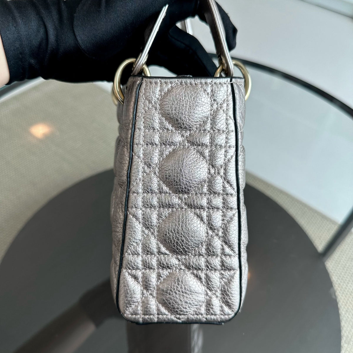 Lady Small Cannage Metallic Calfskin Rose Gold GHW