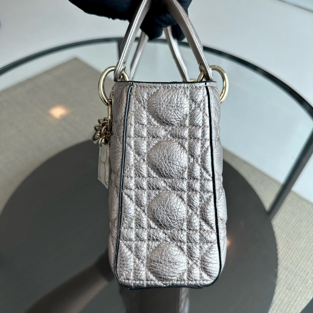Lady Small Cannage Metallic Calfskin Rose Gold GHW