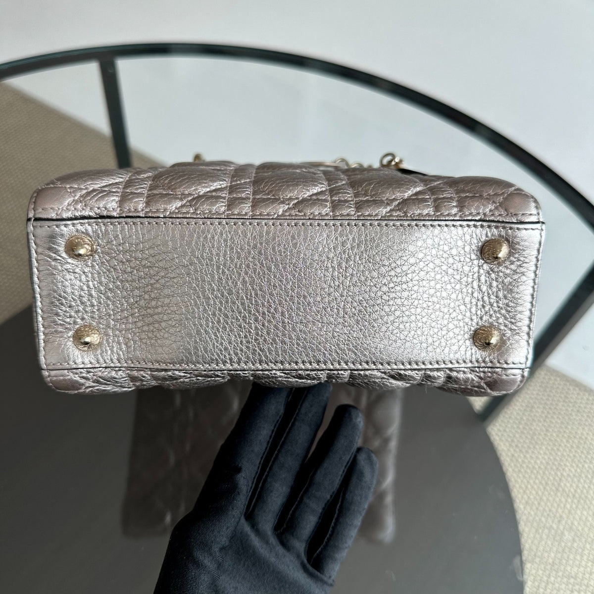 Lady Small Cannage Metallic Calfskin Rose Gold GHW