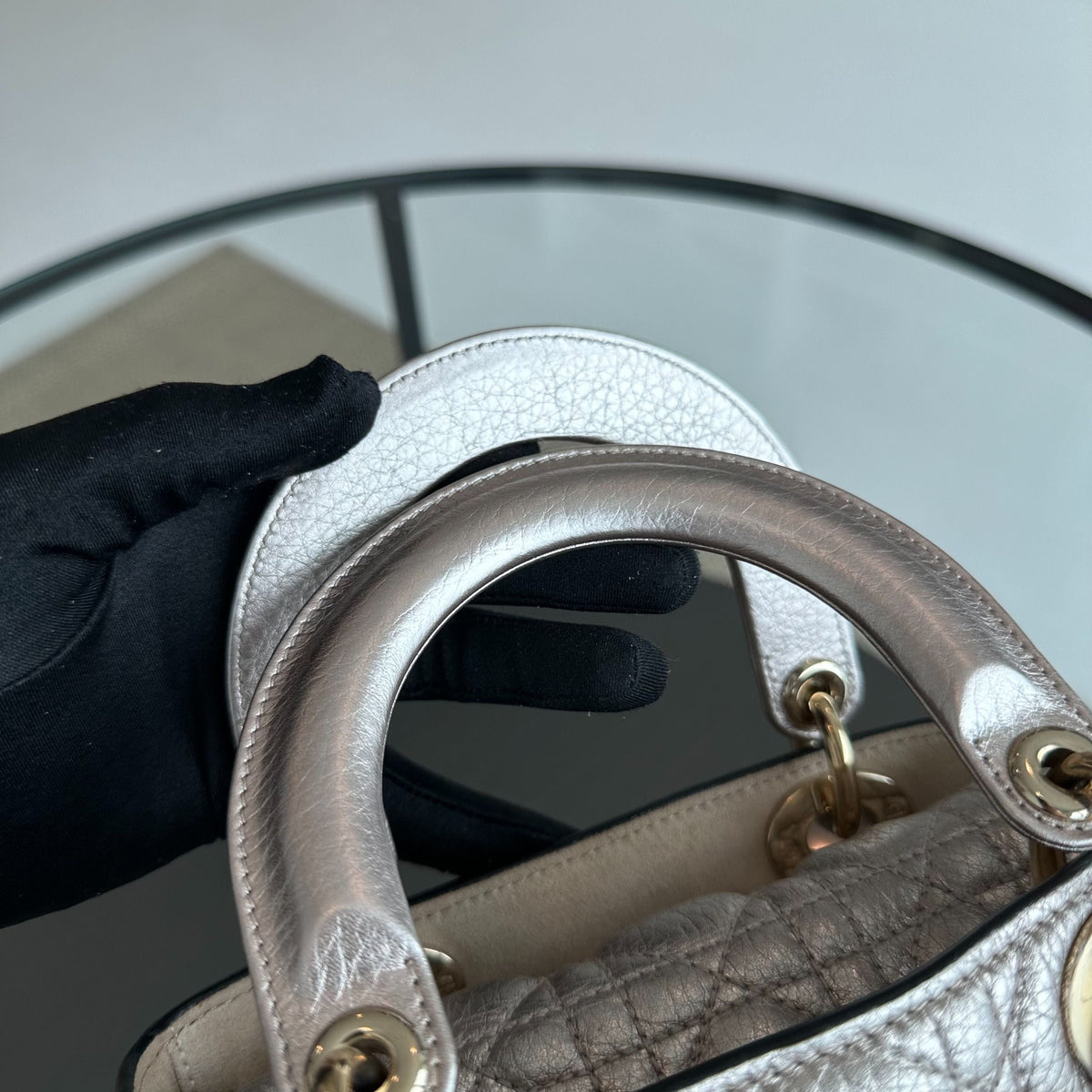 Lady Small Cannage Metallic Calfskin Rose Gold GHW