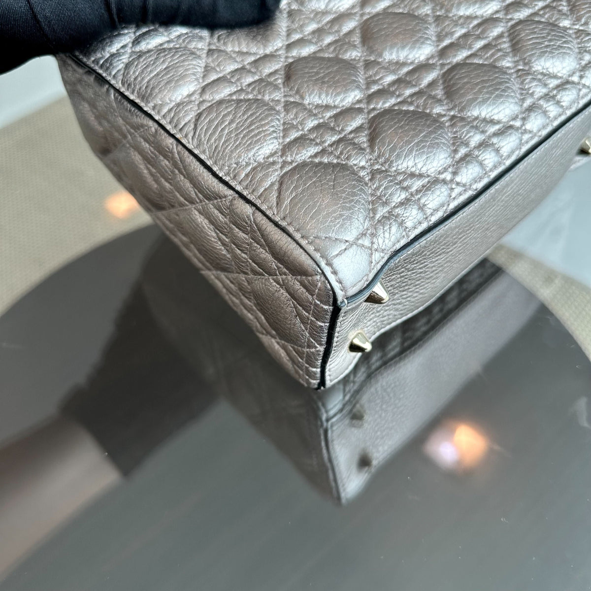 Lady Small Cannage Metallic Calfskin Rose Gold GHW