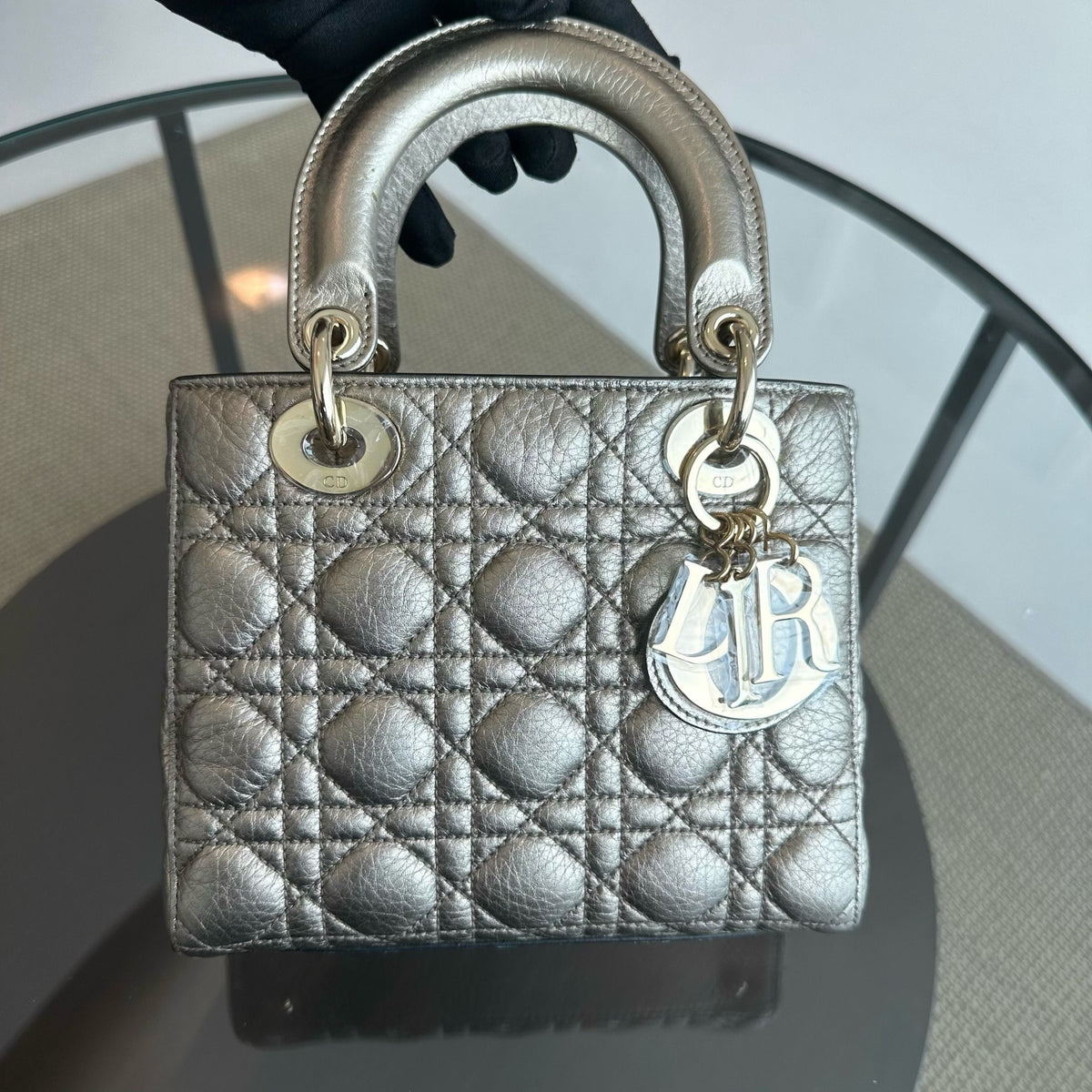 Lady Small Grained Calfskin Metallic Gold GHW