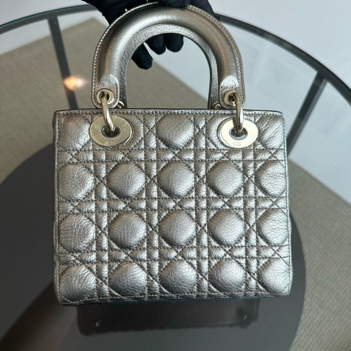 Lady Small Grained Calfskin Metallic Gold GHW