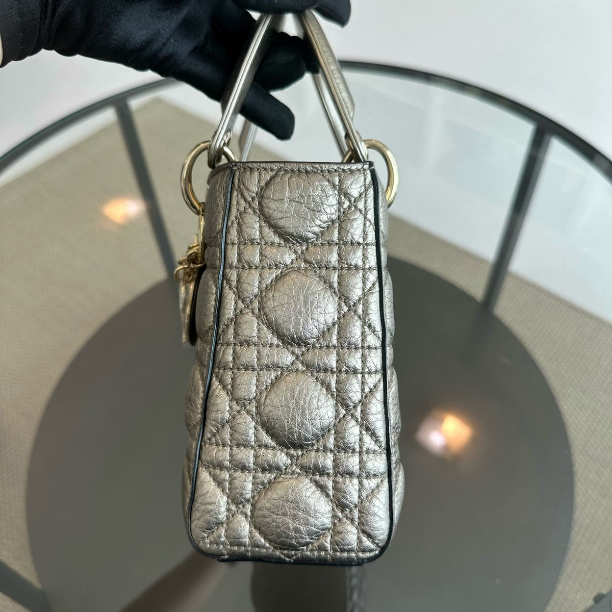 Lady Small Grained Calfskin Metallic Gold GHW