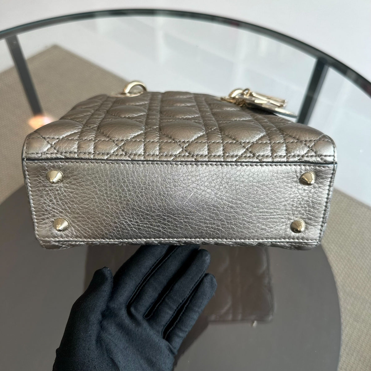 Lady Small Grained Calfskin Metallic Gold GHW