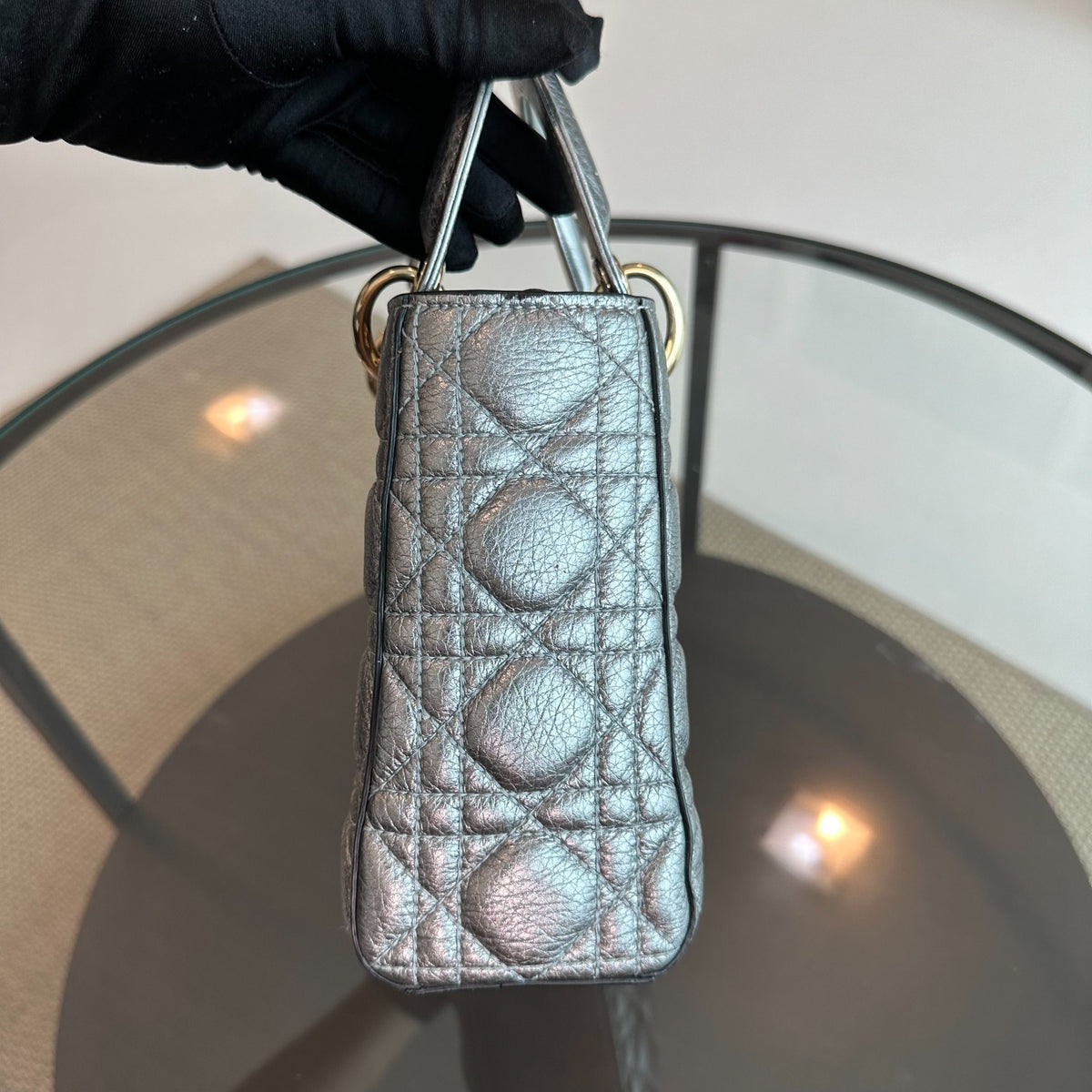 Lady Small Grained Calfskin Metallic Gunmetal GHW