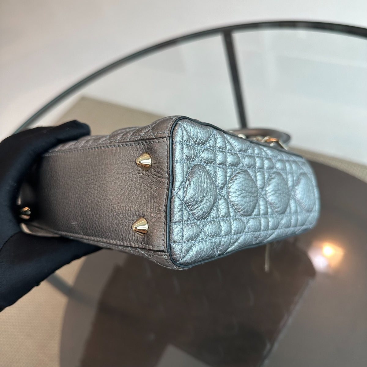 Lady Small Grained Calfskin Metallic Gunmetal GHW