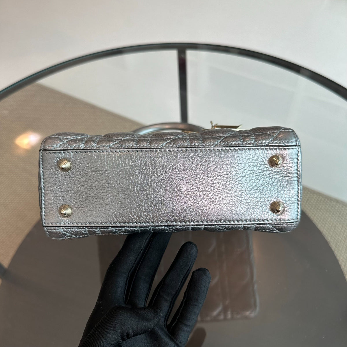 Lady Small Grained Calfskin Metallic Gunmetal GHW