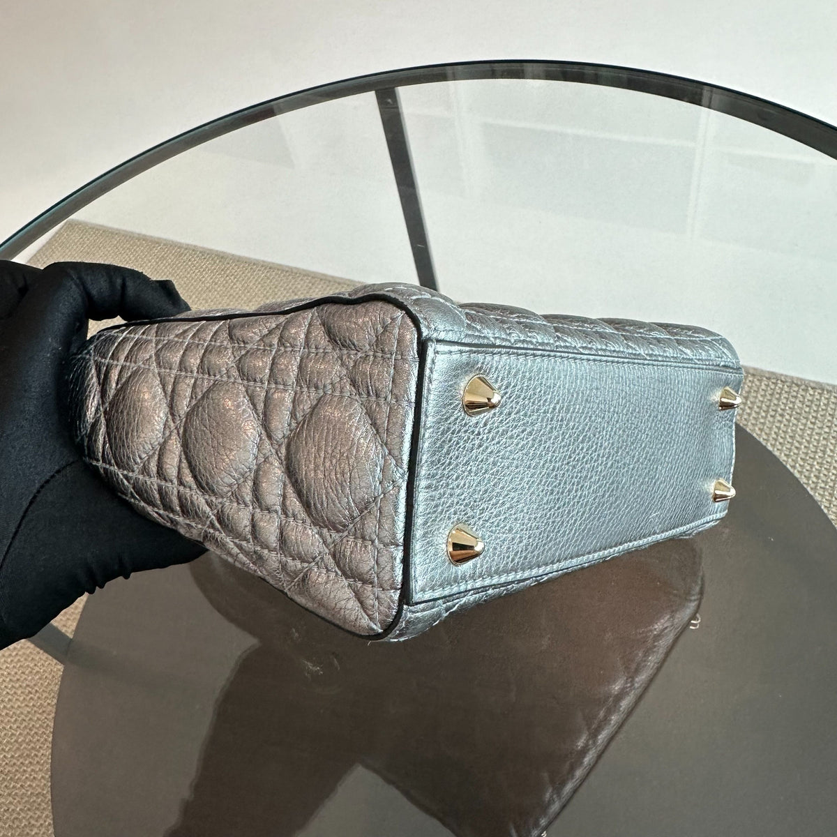 Lady Small Grained Calfskin Metallic Gunmetal GHW