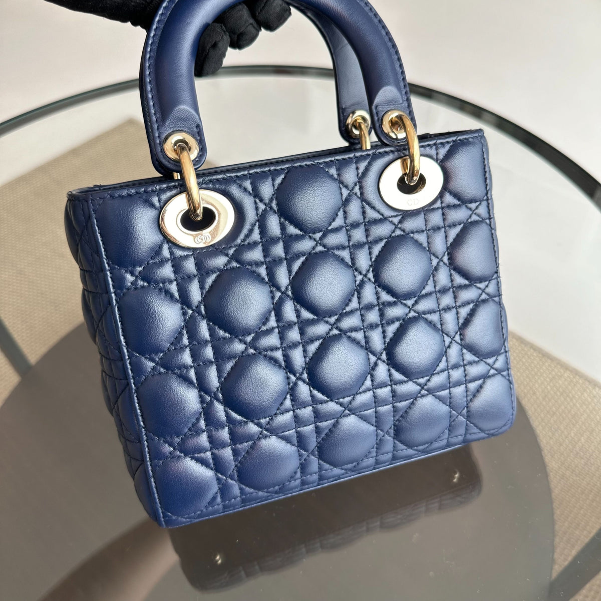 Lady Small Lambskin ABC MyABC Charm Badge Dark Blue GHW