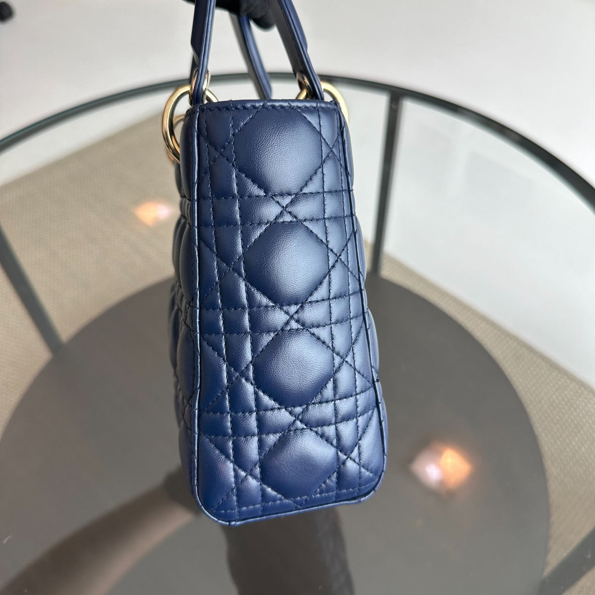 Lady Small Lambskin ABC MyABC Charm Badge Dark Blue GHW