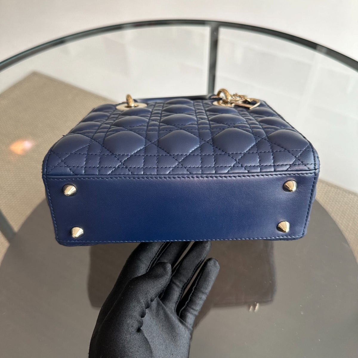Lady Small Lambskin ABC MyABC Charm Badge Dark Blue GHW