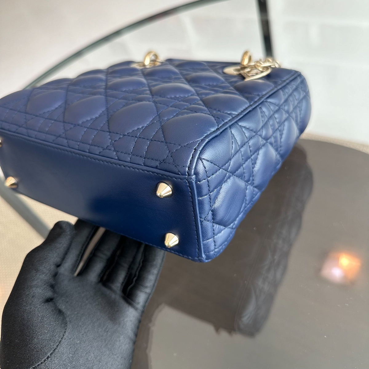 Lady Small Lambskin ABC MyABC Charm Badge Dark Blue GHW