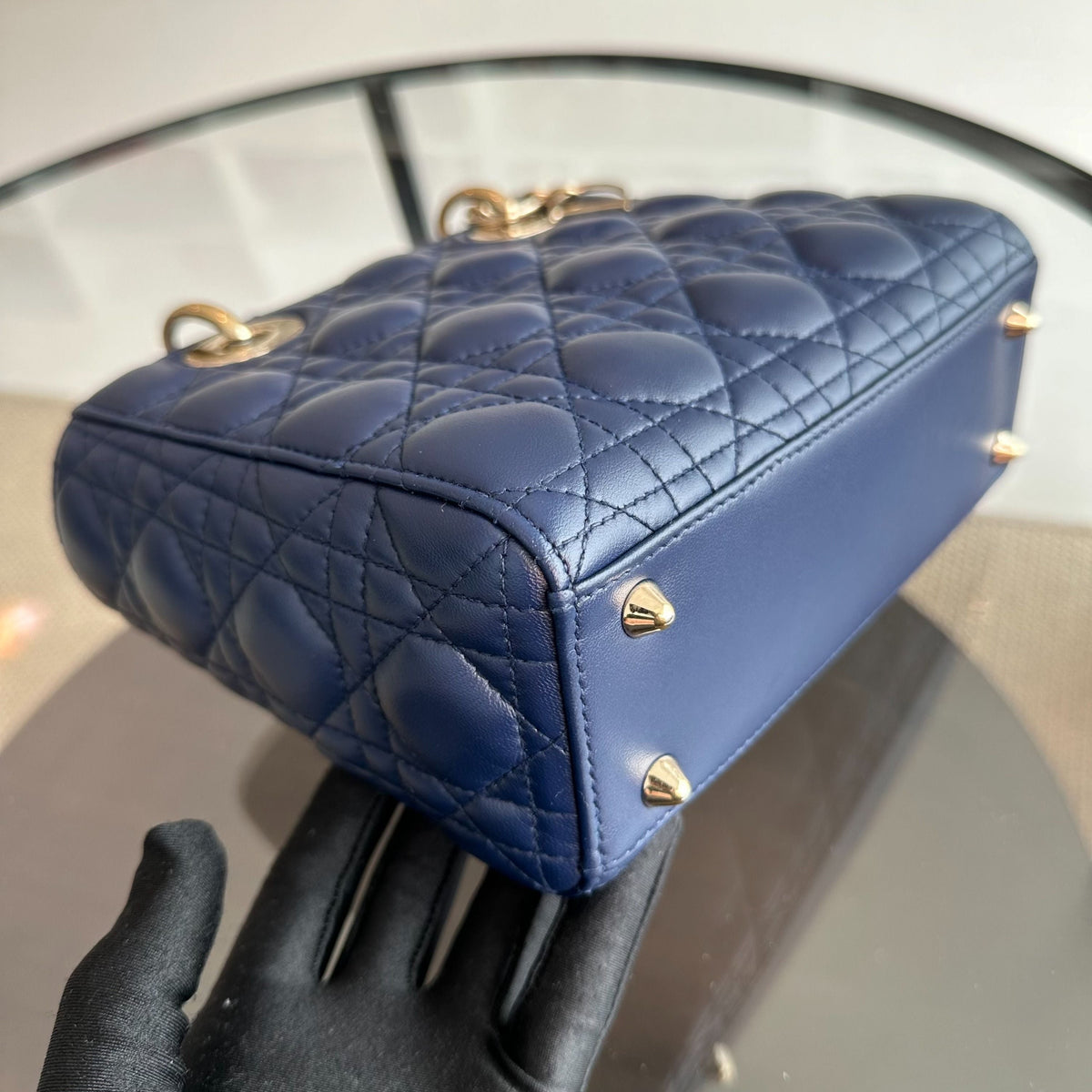 Lady Small Lambskin ABC MyABC Charm Badge Dark Blue GHW