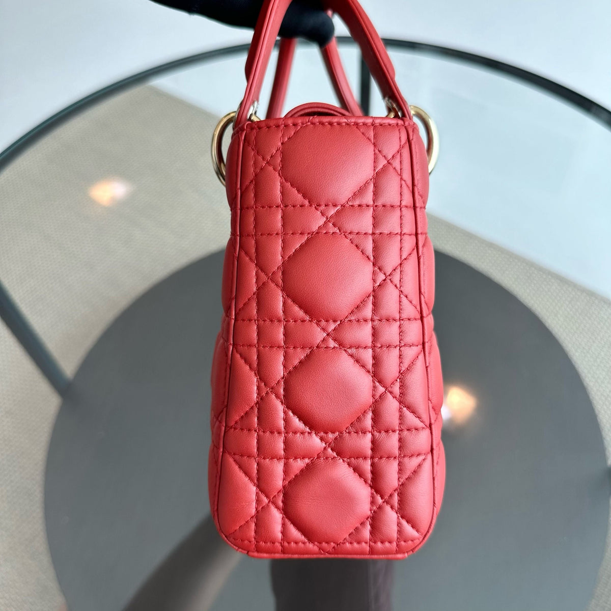 Lady Small Lambskin Badge Charm ABC MyABC Light Red GHW