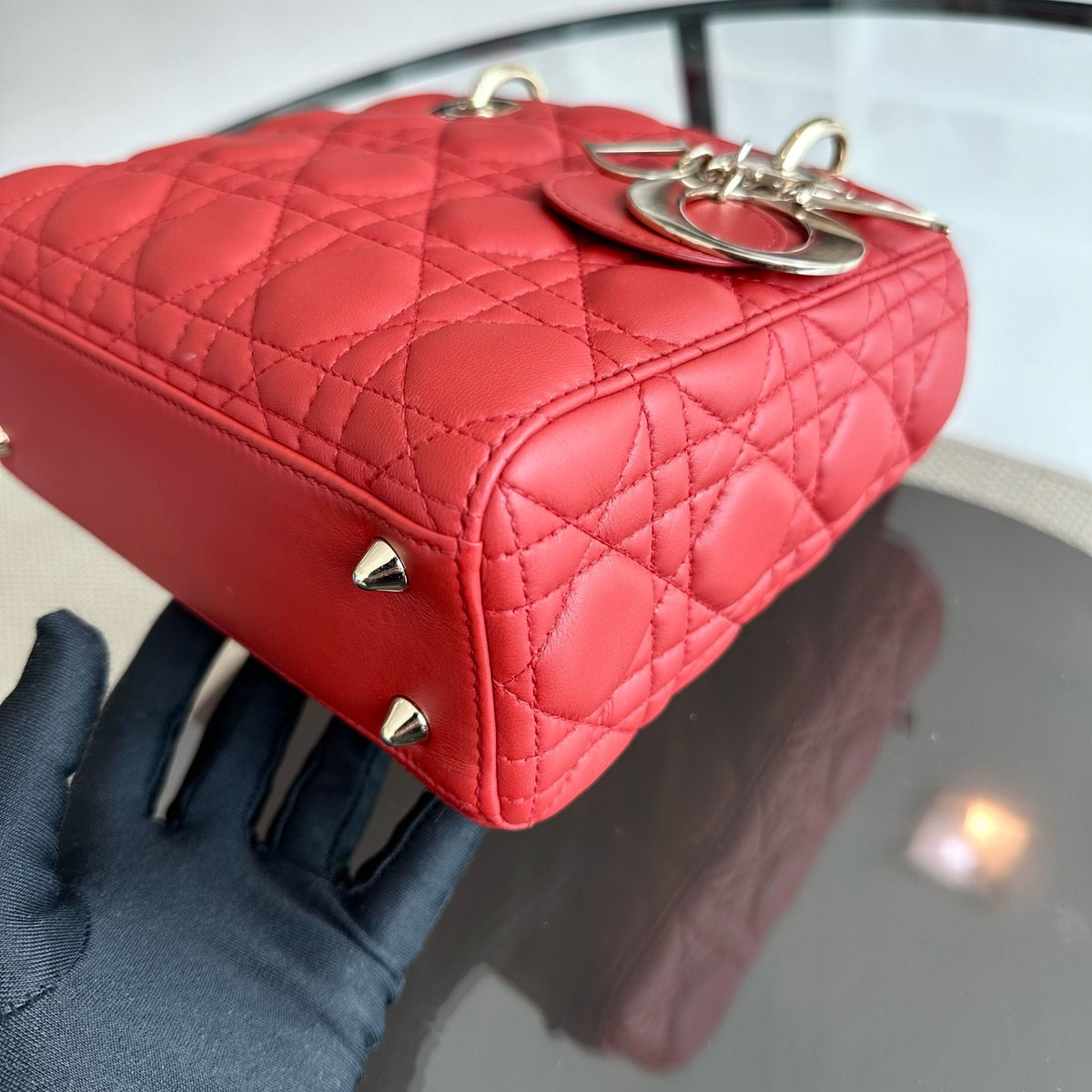 Lady Small Lambskin Badge Charm ABC MyABC Light Red GHW