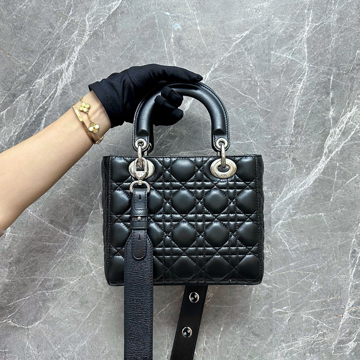 Lady Small Lambskin Black Charm Badge SHW