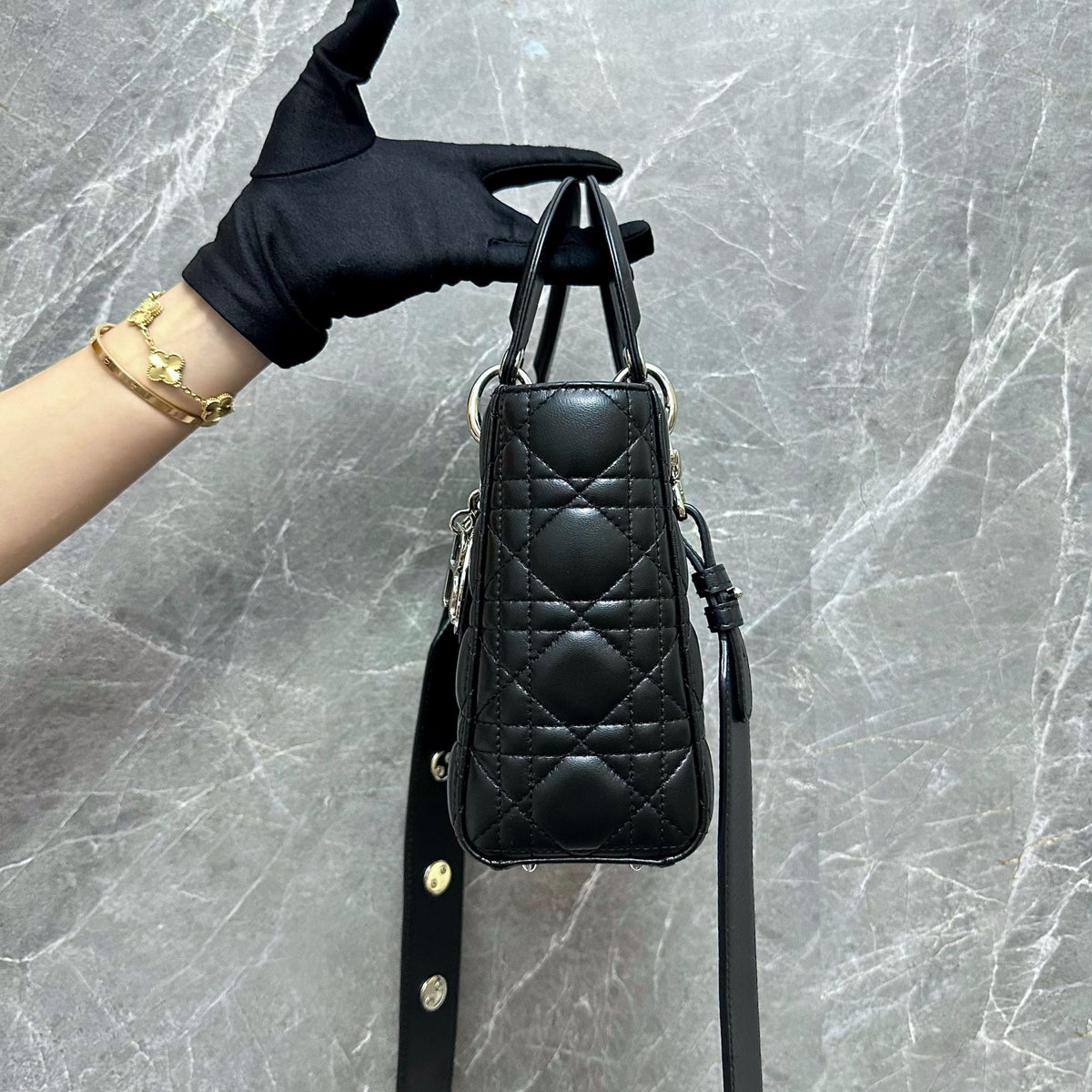 Lady Small Lambskin Black Charm Badge SHW