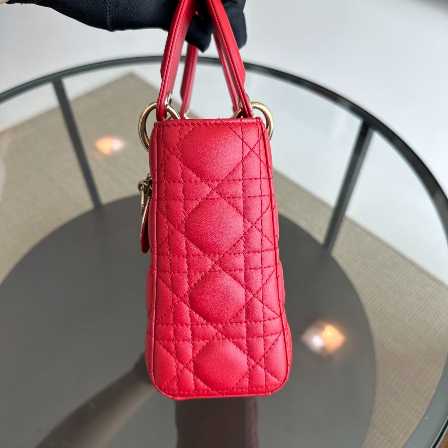 Lady Small Lambskin Red Badge Charm ABC MyABC Shoulder Bag