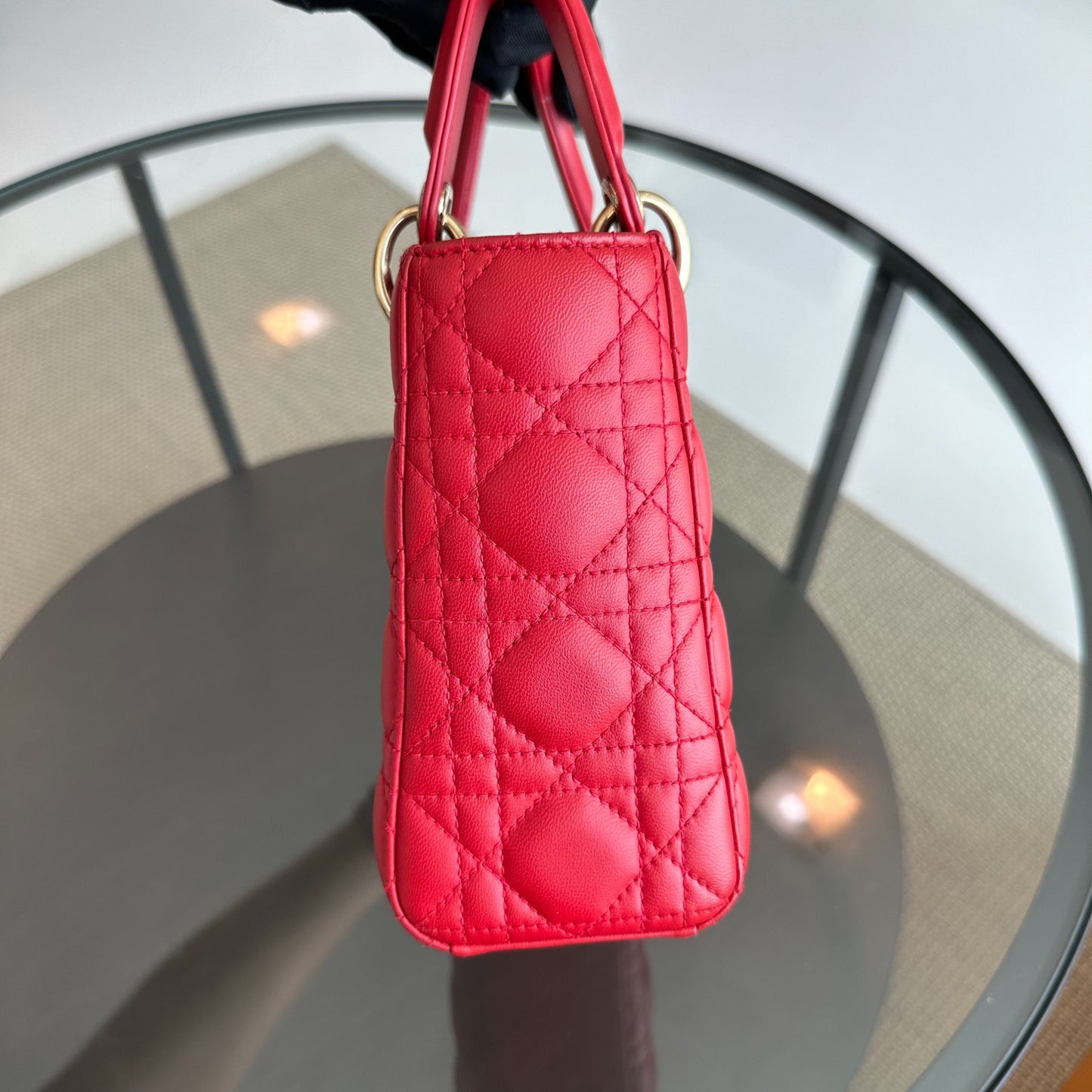 Lady Small Lambskin Red Badge Charm ABC MyABC Shoulder Bag