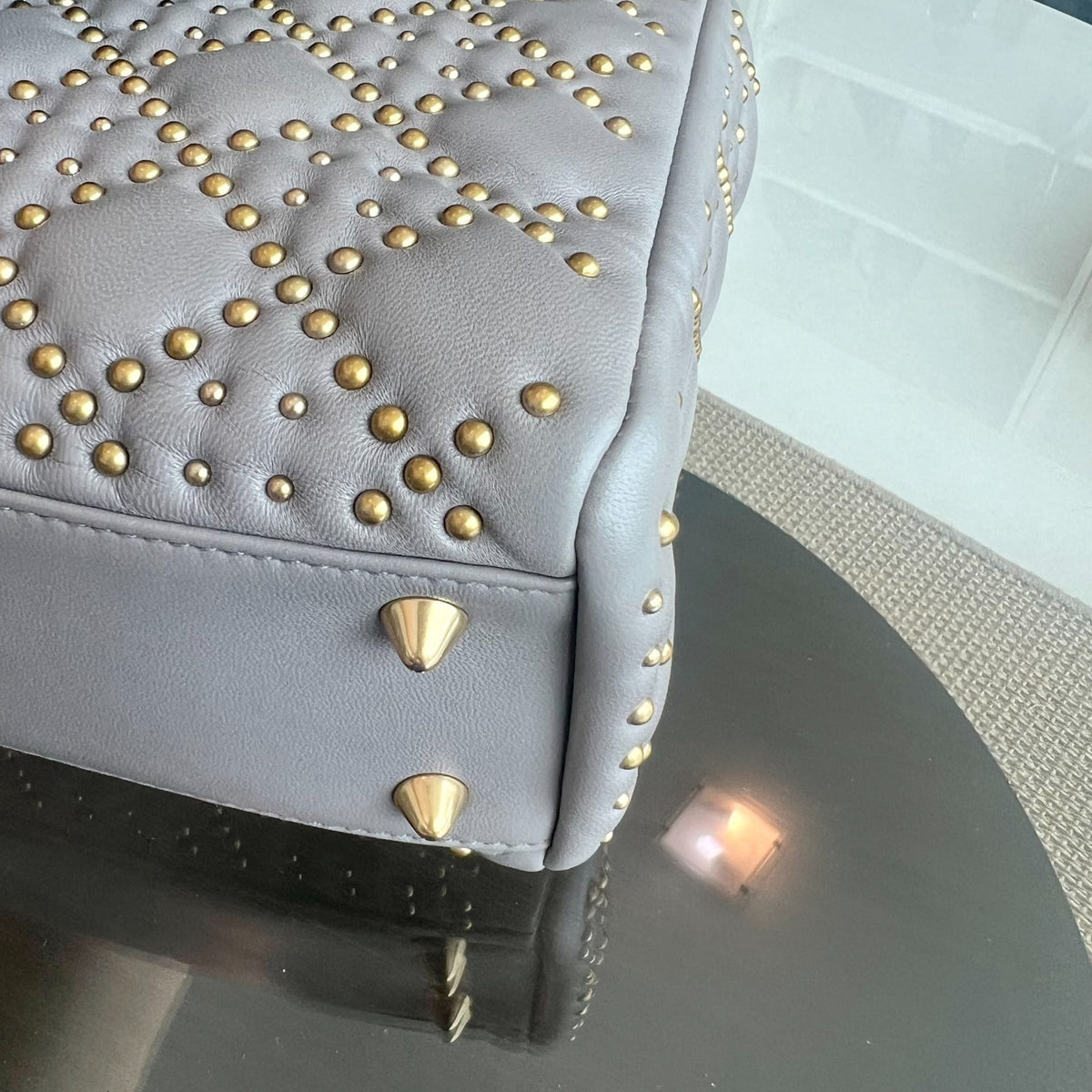 Lady Small Studded Soft Lambskin Grey GHW