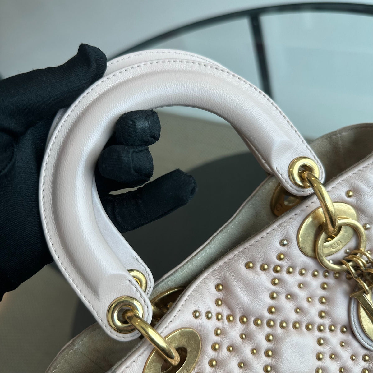 Lady Small Studded Soft Lambskin Leather Sakura Pink GHW