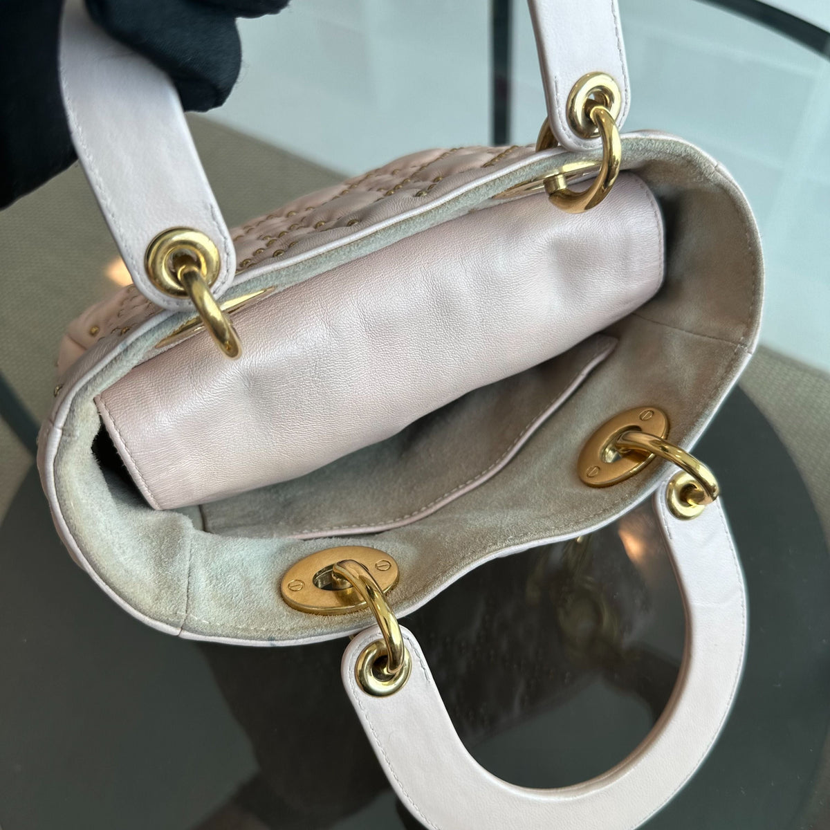 Lady Small Studded Soft Lambskin Leather Sakura Pink GHW