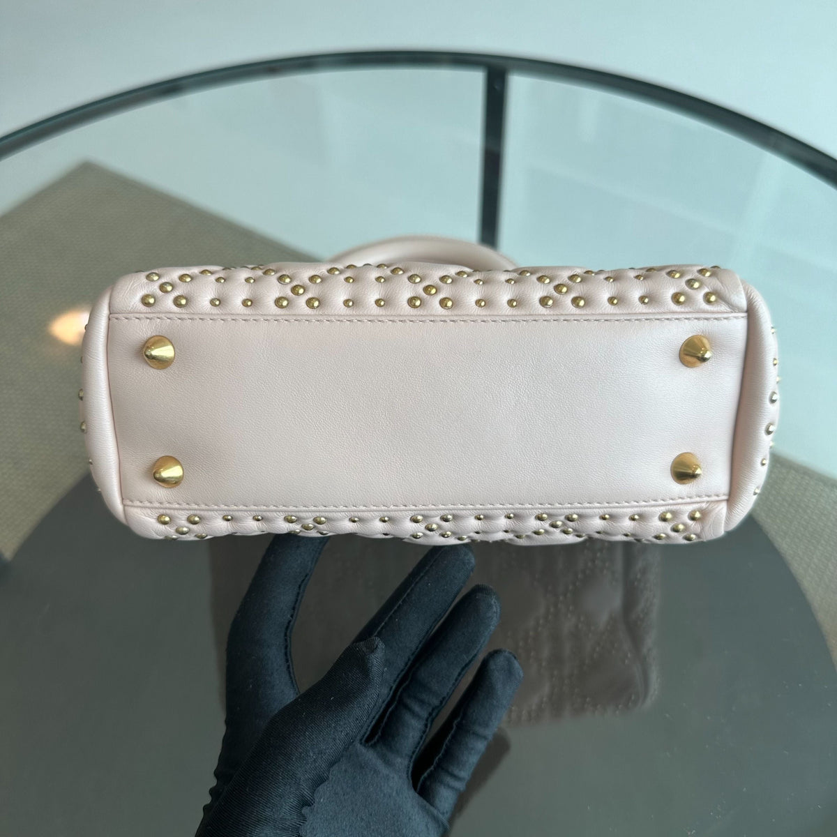 Lady Small Studded Soft Lambskin Leather Sakura Pink GHW