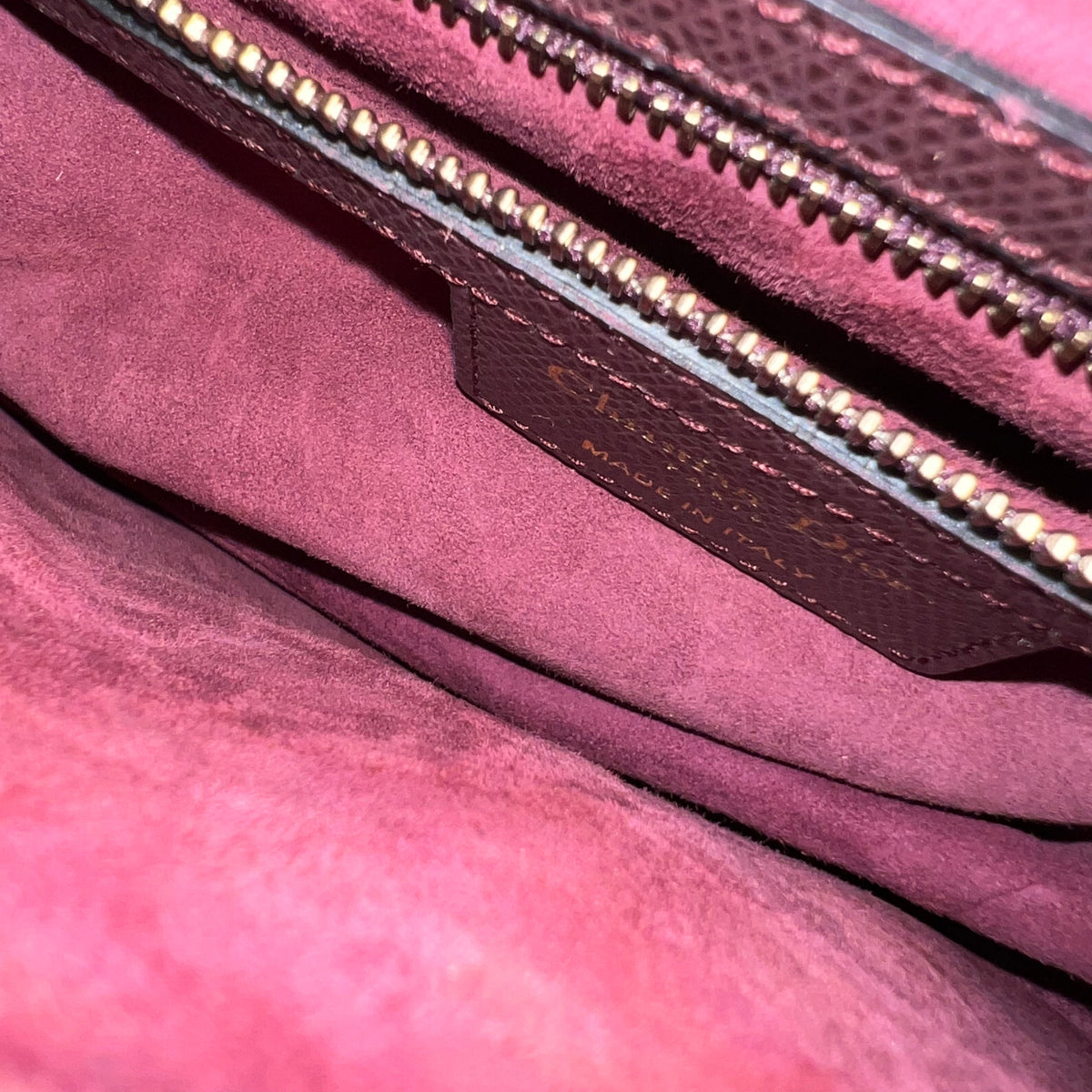 Medium Saddle  25CM Grained Calfskin Burgundy Golden Hardware