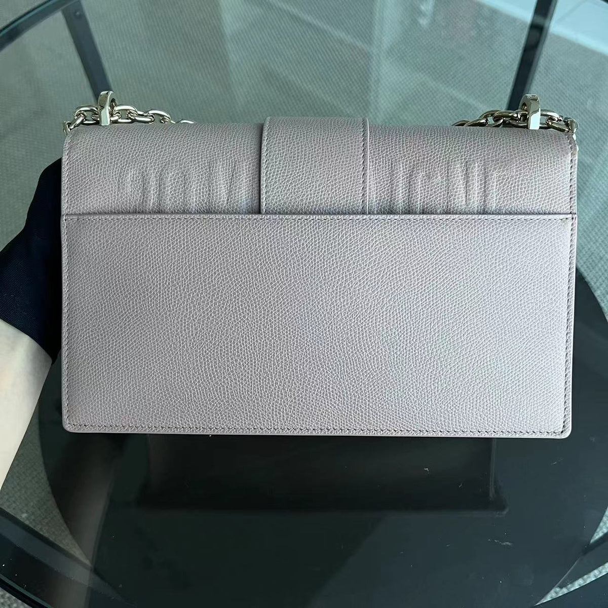 Montaigne 30 East West Grained Calfskin Light Pink Golden Hardware