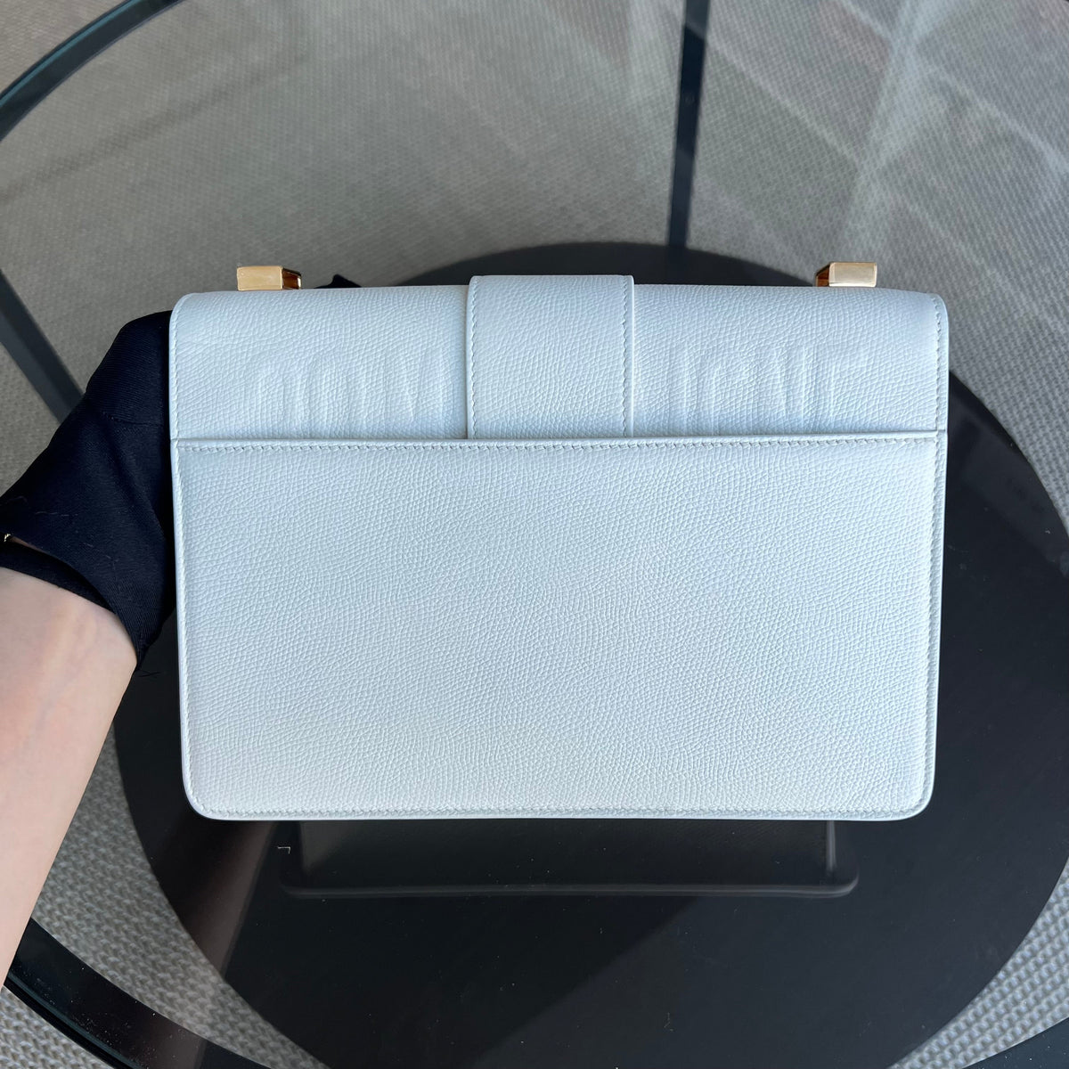 Montaigne 30 Grained Calfskin White Golden Hardware