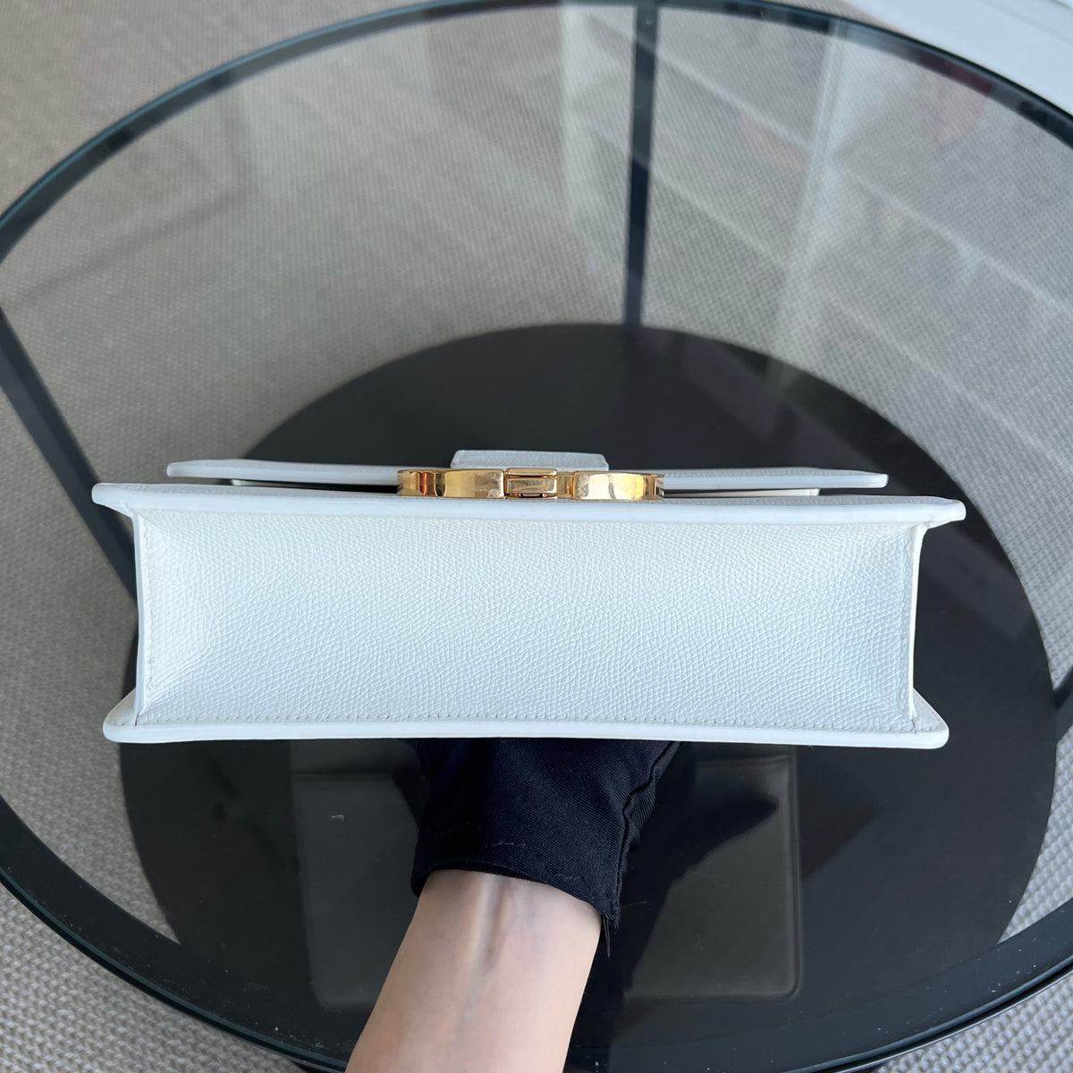 Montaigne 30 Grained Calfskin White Golden Hardware