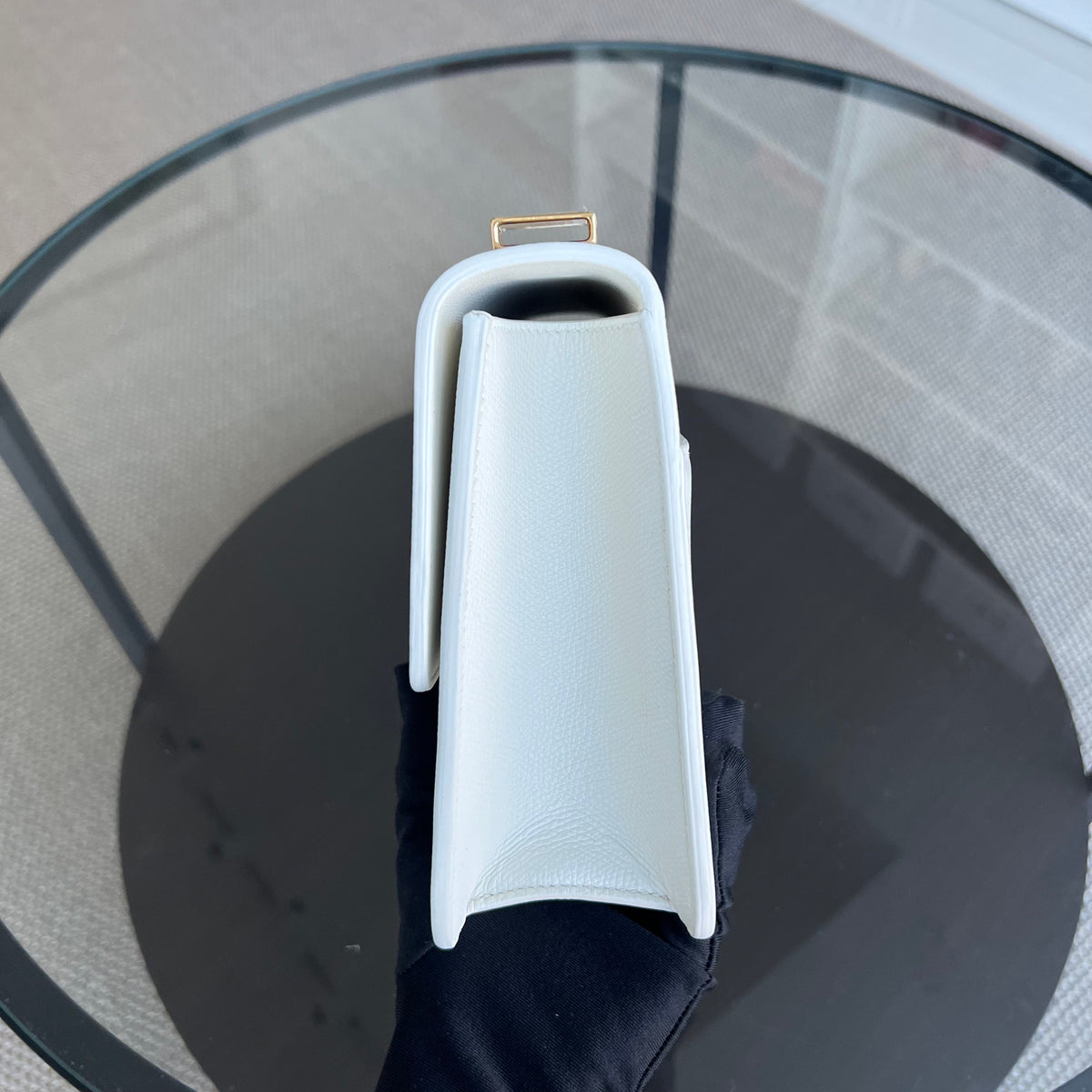 Montaigne 30 Grained Calfskin White Golden Hardware